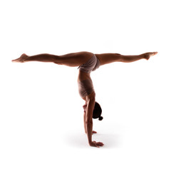 Yoga alphabet, letter T formed by body of yogi 