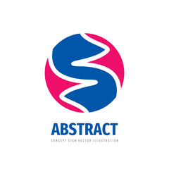 Abstract unusual business logo design. Dynamic structure in circle. Concept sign. Vector design. 