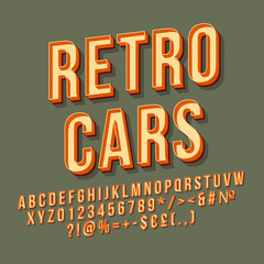 Retro cars 3d vector lettering