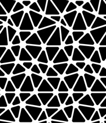 Vector seamless texture. Modern monochrome geometric background. Grid with distorted cells.