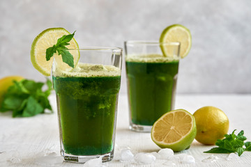 Mint lemonade. Limonana. Middle eastern frozen mint lemonade.        