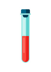 Test tube with blood icon in flat style.