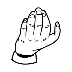 hand gesture icon cartoon isolated black and white