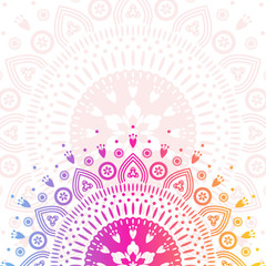 Mandala oriental ornament with place for text. Floral print on white background.