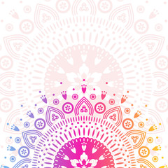 Mandala oriental ornament with place for text. Floral print on white background.