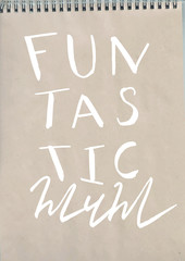 Handlettering in vector about lovely mother on kraft notebook paper, mom, mommy, mamma, fantastic and funny moms notepad with springs. brown paper sheet. note paper