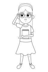 young girl holding a book black and white