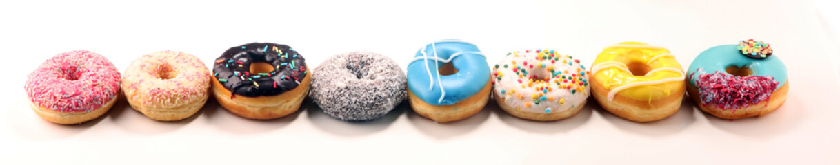 donuts in different glazes with chocolate