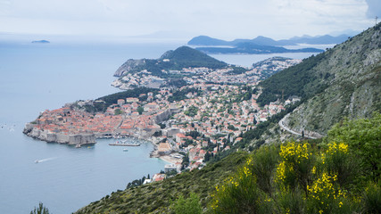 Fototapeta na wymiar Dubrovnik old city form above. Dubrovnik harbor