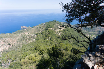 Mallorca. Mountain range Serra de Tramuntana. Mountain peaks and valleys on the way to Sa Calobra bay