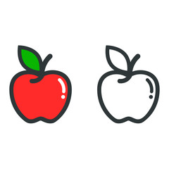 cartoon apple vector and apple outline