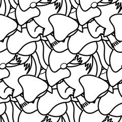 Cute seamless forest pattern with mushrooms. Nice for prints, design, colorings, cards, textile