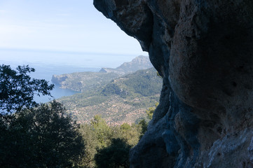 Mallorca. Mountain range Serra de Tramuntana. Mountain peaks and valleys on the way to Sa Calobra...