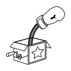 joke surprise box with boxing glove black and white