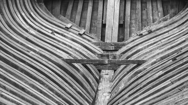 Spanten eines Holzschiffs