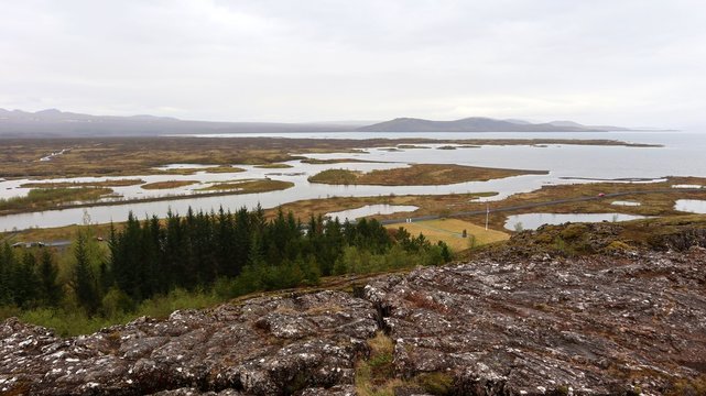 Beautiful lake at Thingvellir National Park