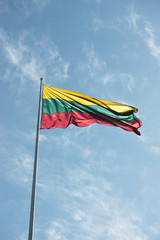 Lithuania Lithuanian national flag textile cloth fabric waving on the top