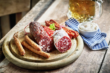 Gourmet dried spicy wild venison sausages