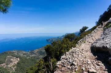 Mallorca. Mountain range Serra de Tramuntana. Mountain peaks and valleys on the way to Sa Calobra bay