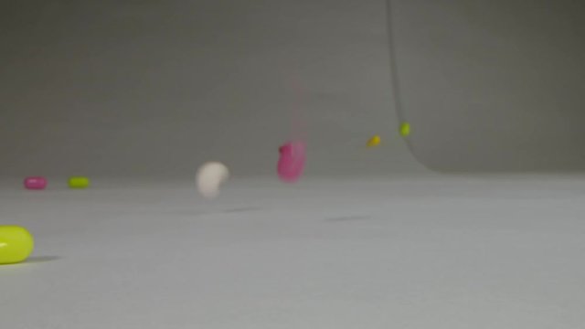 Pills falling on table in slow motion macro using the Laowa macro lens.