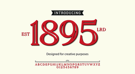 EST 1895 LRD typeface.For labels and different type designs
