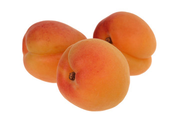 heap of apricots isolated on white