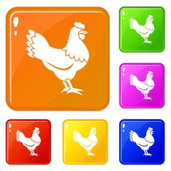 Fototapeta premium Hen icons set collection vector 6 color isolated on white background
