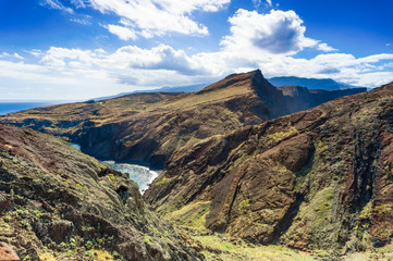 View of the cliffs at Ponta de Sao Lourenco, Madeira islands
