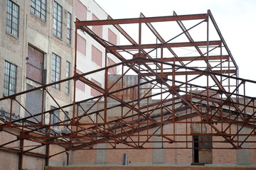 Old abandoned warehouse being renovated.