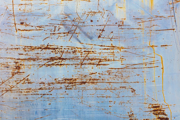 Scratch and rust markings on old metal wall ,Scratch and rust markings on old metal wall, close up