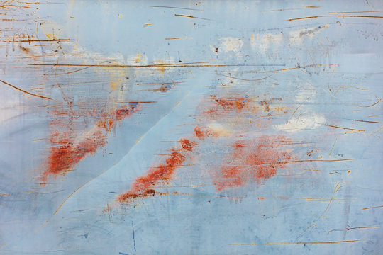 Scratch and rust markings on old metal wall,Scratch and rust markings on old metal wall, close up