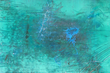 Inverted image of scratch marks and peeling paint on metal wall,Scratch and rust markings on old metal wall, close up