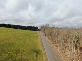 Weg zwischen Wiese und Wald