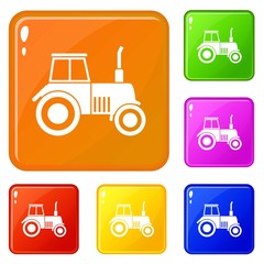 Tractor icons set collection vector 6 color isolated on white background