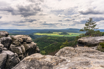 panoramic view on kaiserkrone in saxon switzerland, germany