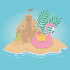 summer poster with flemish float in seascape