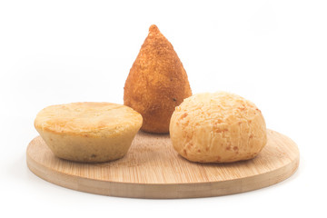 Brazilian Snack. Empadinha, Cheese Bread and Chicken Coxinha