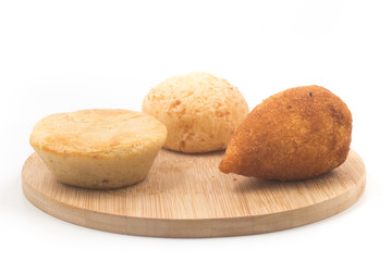 Brazilian Snack. Empadinha, Cheese Bread and Chicken Coxinha
