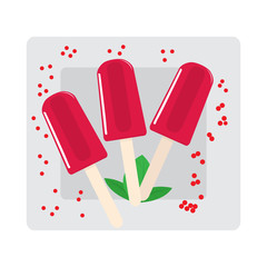 Top view of a popsicles on a plate - Vector