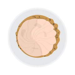 Top view of a glazed cookie on a plate - Vector