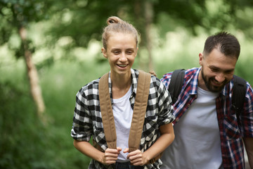 Couple hiking in the forest