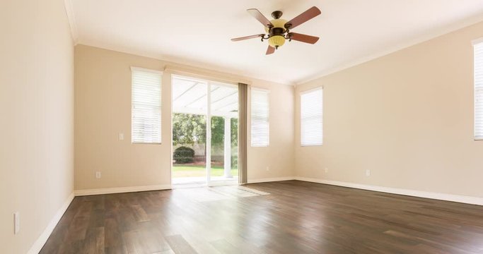 4k Empty Room Renovation Transition from Cement Floors to Wood Floor and New Paint