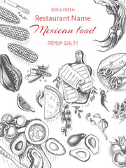 Vector illustration sketch - Mexican food. Card Menu mexican cuisine. vintage design template, banner.