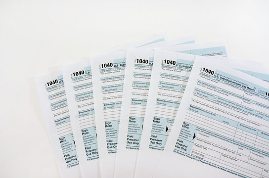 tax forms 1040 isolated on white background