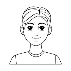 young man avatar cartoon character profile picture black and white