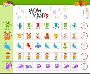 counting game with cartoon characters