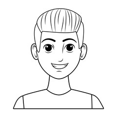 young man avatar cartoon character profile picture black and white