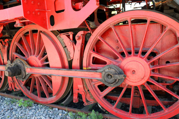 wheels of an old steam locomotive - Heilbronn Germany