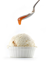 ice cream with caramel sauce