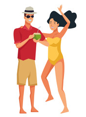 Young couple enjoying summer cartoons